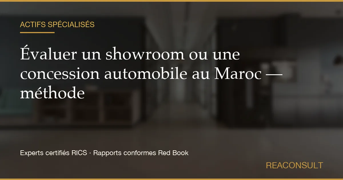 Showroom automobile au Maroc — évaluation des murs, hall d'exposition, atelier après-vente et bail constructeur