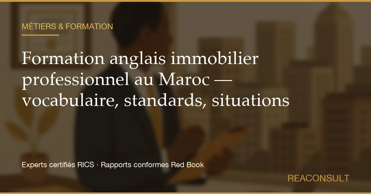 Formation anglais immobilier professionnel au Maroc — vocabulaire, standards, situations