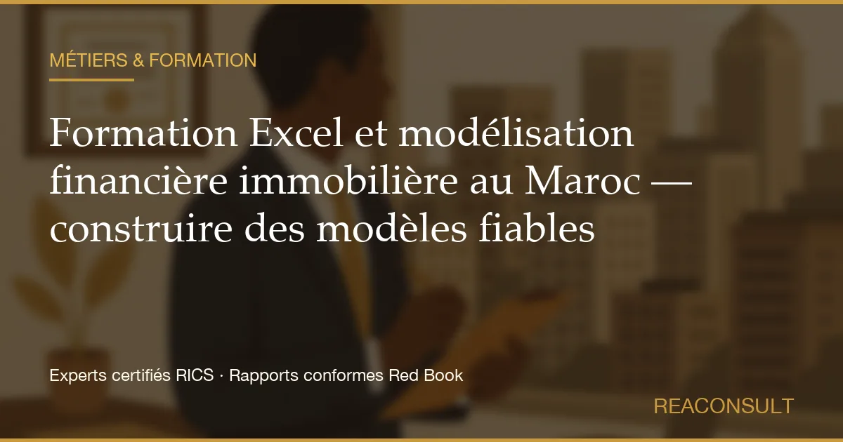 Formation Excel et modélisation financière immobilière au Maroc — construire des modèles fiables