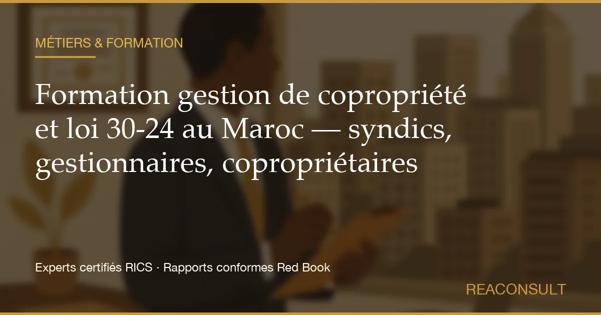Formation gestion de copropriété et loi 30-24 au Maroc — syndics, gestionnaires, copropriétaires