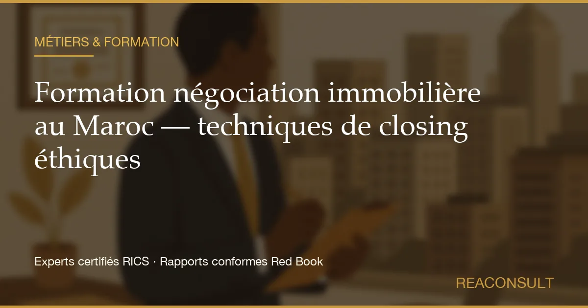 Formation négociation immobilière au Maroc — techniques de closing éthiques