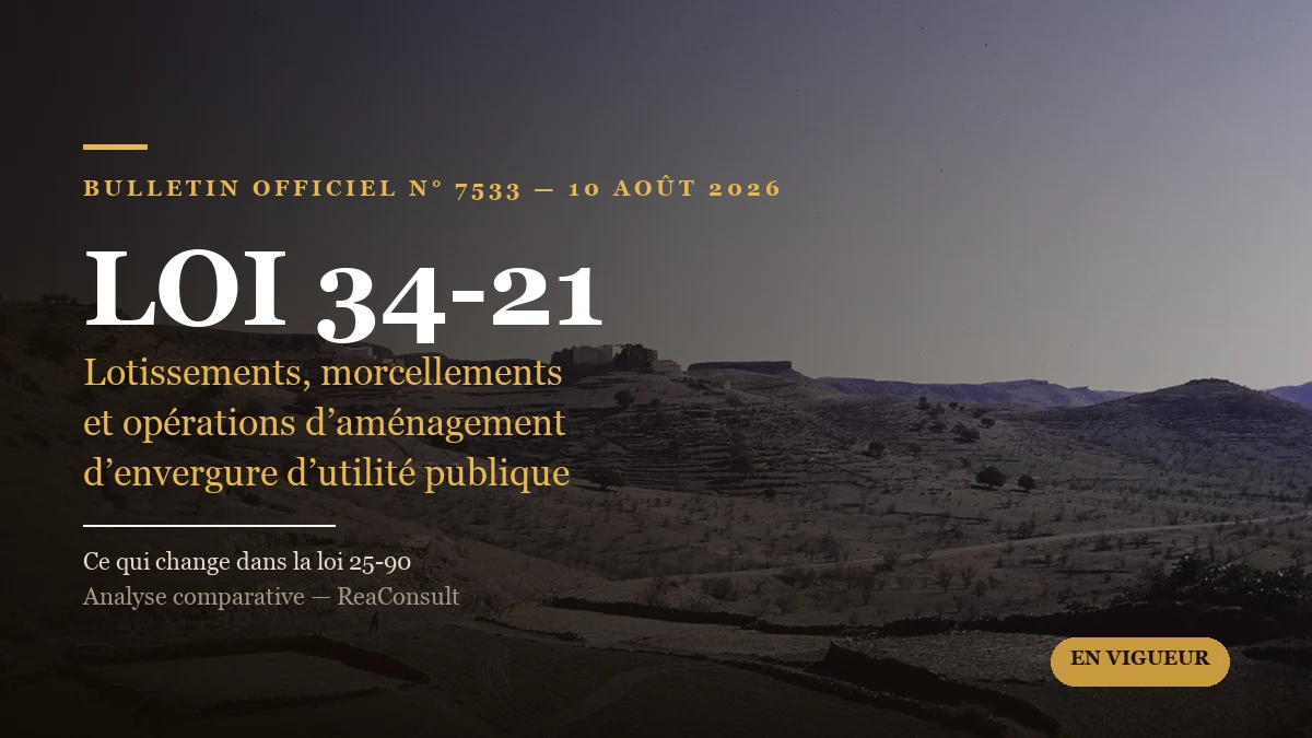 Loi 34-21 modifiant la loi 25-90 relative aux lotissements, groupes d'habitations et morcellements — Bulletin officiel n° 7533 du 10 août 2026